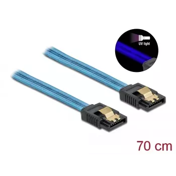SATA-kaabel DeLOCK 82133 UV-hõõgumisefektiga sinine 70 cm