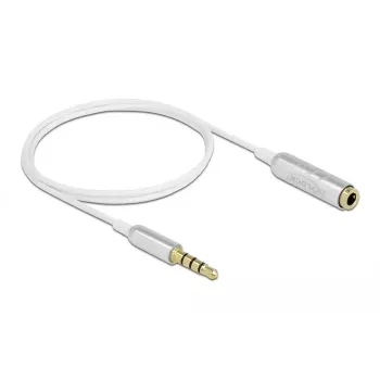 Audio pikenduskaabel DeLOCK 66072 3,5 mm isane emasele üliõhuke 0,5 m valge