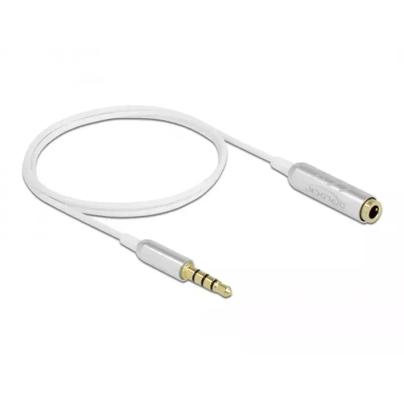 Audio pikenduskaabel DeLOCK 66072 3,5 mm isane emasele üliõhuke 0,5 m valge