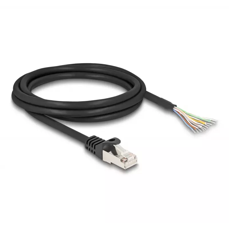 DeLOCK-kaabel RJ50 isane avatud juhtmeotstega S/FTP 2 m must