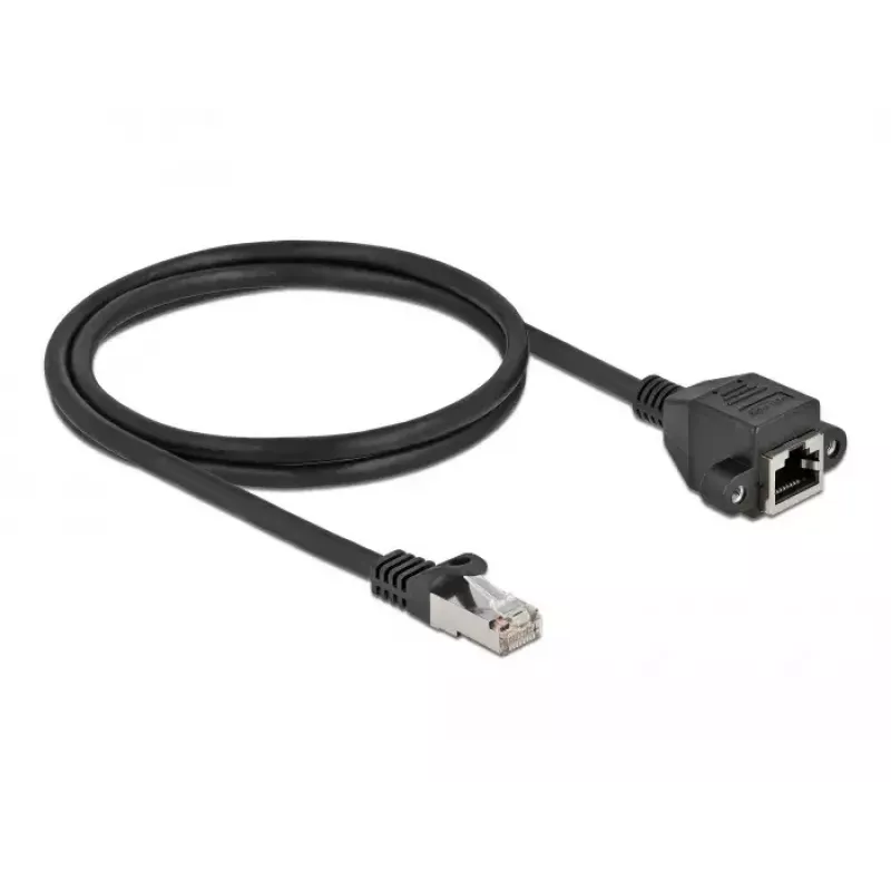 Võrgupikenduskaabel DeLOCK S/FTP RJ45 pistik RJ45 pesasse Cat.6A 1 m must 87001