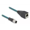 DeLOCK M12 adapterkaabel A-kodeeritud 8 kontaktiga isane RJ45 emasele, 50 cm