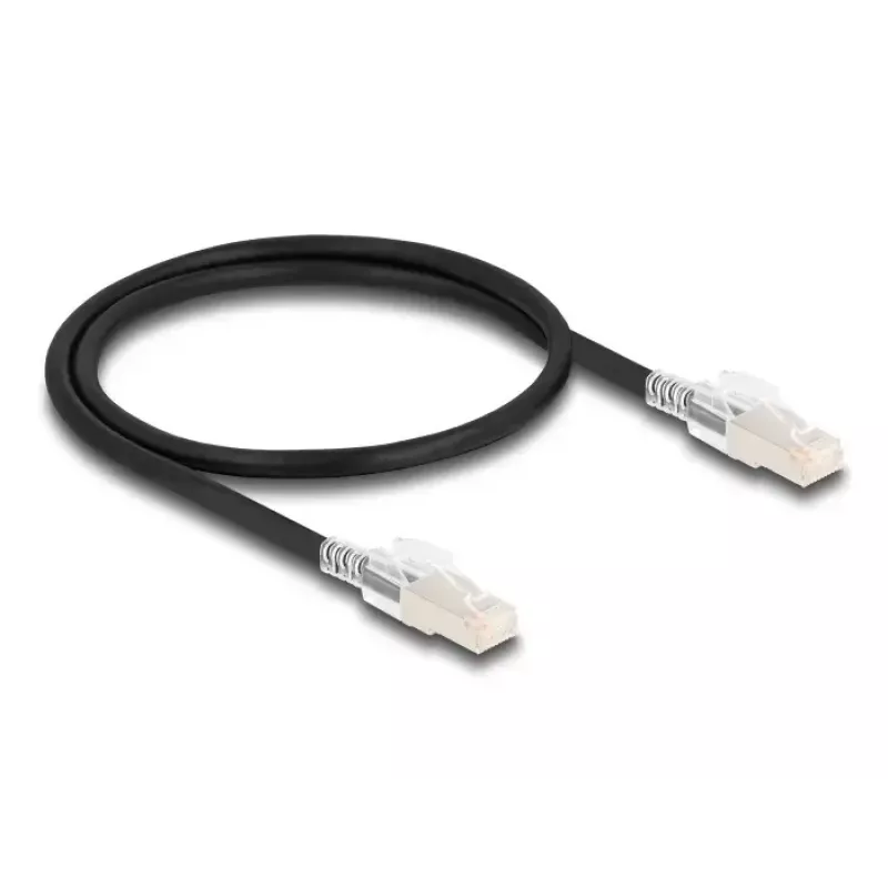 DELOCK 80254 võrgukaabel Cat6a S/FTP (S-STP) RJ-45 – RJ-45 0,5 m Must