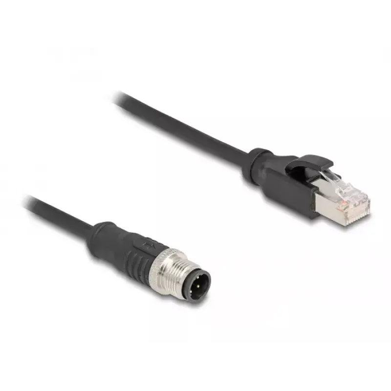DeLOCK M12 adapterkaabel D-kodeeringuga 4 kontaktiga isane RJ45 isasele 50 cm
