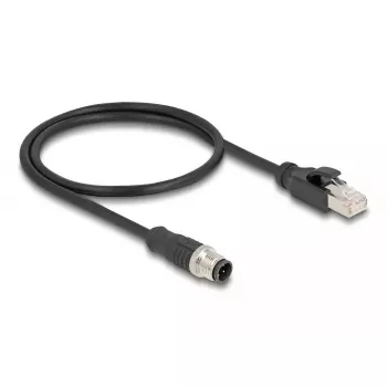 DeLOCK M12 adapterkaabel D-kodeeringuga 4 kontaktiga isane RJ45 isasele 50 cm