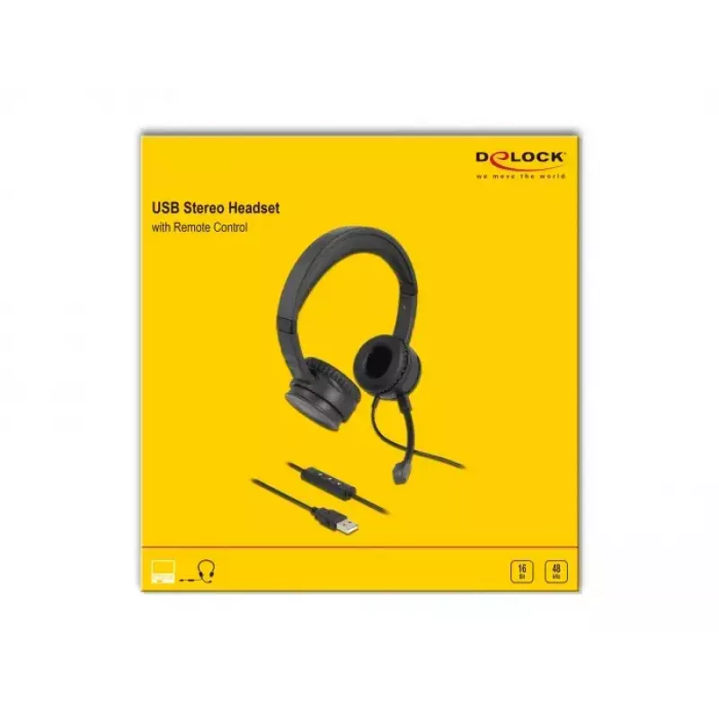 Peakomplekt DeLOCK USB stereopeakomplekt kaabli kaugjuhtimispuldiga