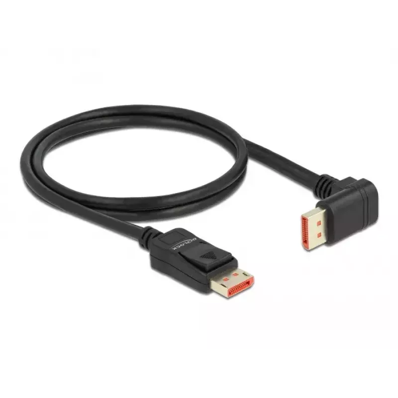 DisplayPort kaabel DeLOCK 8K 60 Hz 1 m sirge isane kuni isane 90° alla suunatud nurga all