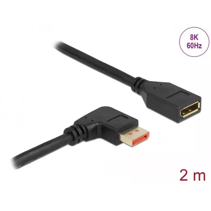 DisplayPort pikenduskaabel DeLOCK 87078 2m 8K 60Hz täisnurkne