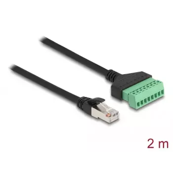 DeLOCK RJ45 kaabel Cat.6 pistik klemmiplaadi adapteri jaoks 2 m must roheline