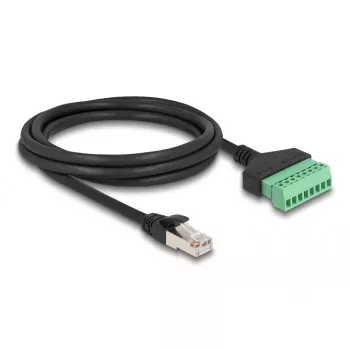 DeLOCK RJ45 kaabel Cat.6 pistik klemmiplaadi adapteri jaoks 2 m must roheline