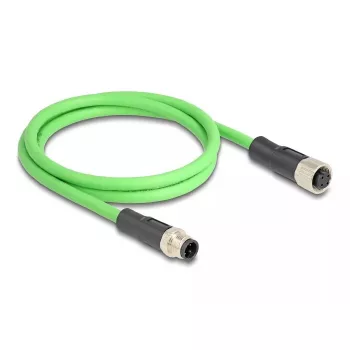 Võrgukaabel DeLOCK M12 kaabel D-kodeeritud 4 kontaktiga isane emasele PUR (TPU) 2 m