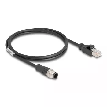 Võrgukaabel DeLOCK M12 kaabel A-kodeeritud 8-kontaktiline isane RJ45-isasele Cat5e 1 m must