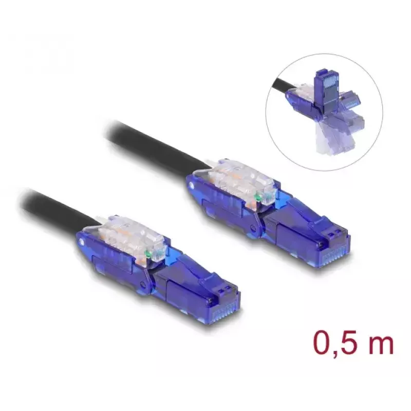 Võrgukaabel DeLOCK 80925 RJ-45 Cat6 0.5m Must Violetne
