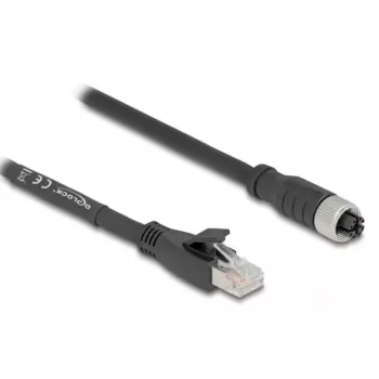 Võrgukaabel DeLOCK 80595 M12 kuni RJ-45 Cat5e 10 m Must