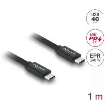 USB-C–USB-C koaksiaalkaabel DELOCK USB4 Gen 3x2 40 Gbps USB PD 3.1 240 W 1 m
