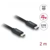 DELOCK USB4 Gen 3x2 Koaksiaalne USB-C–USB-C kaabel 40 Gbps PD 3.1 240 W 2 m
