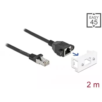 DeLOCK võrgukaabel 87112 2m Cat6a S/FTP RJ-45 Must Valge