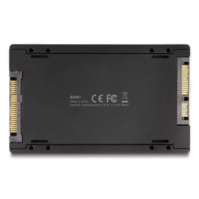 DELOCK liideseadapter U.2 (SFF-8639) M.2 Key M NVMe SSD-le, mudel 64301, must, host isane