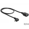 USB-kaabel Micro-USB B USB A DeLOCK 83271 0,5 m Must
