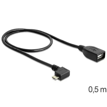 USB-kaabel Micro-USB B USB A DeLOCK 83271 0,5 m Must