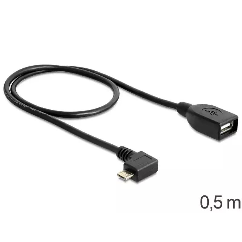 USB-kaabel Micro-USB B USB A DeLOCK 83271 0,5 m Must