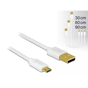 USB-kaabel DeLOCK 83679 USB 2.0 USB A Micro-USB B valge