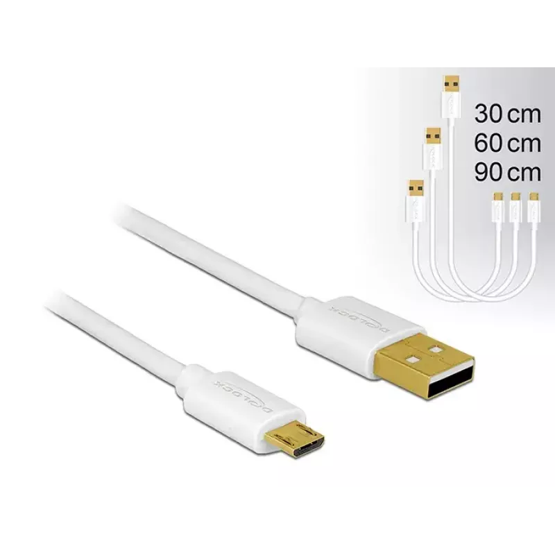 USB-kaabel DeLOCK 83679 USB 2.0 USB A Micro-USB B valge
