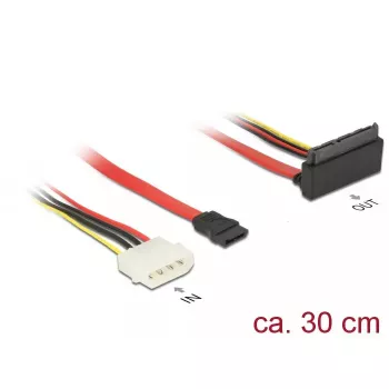 SATA kaabel DeLOCK 85514 0.3m 1x Molex 4 pin 1x SATA 22 pin 1x SATA 7 pin