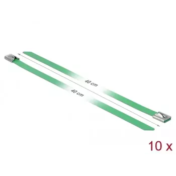 Kaabliside DeLOCK 18807 roostevaba teras roheline 400mm 10 tk