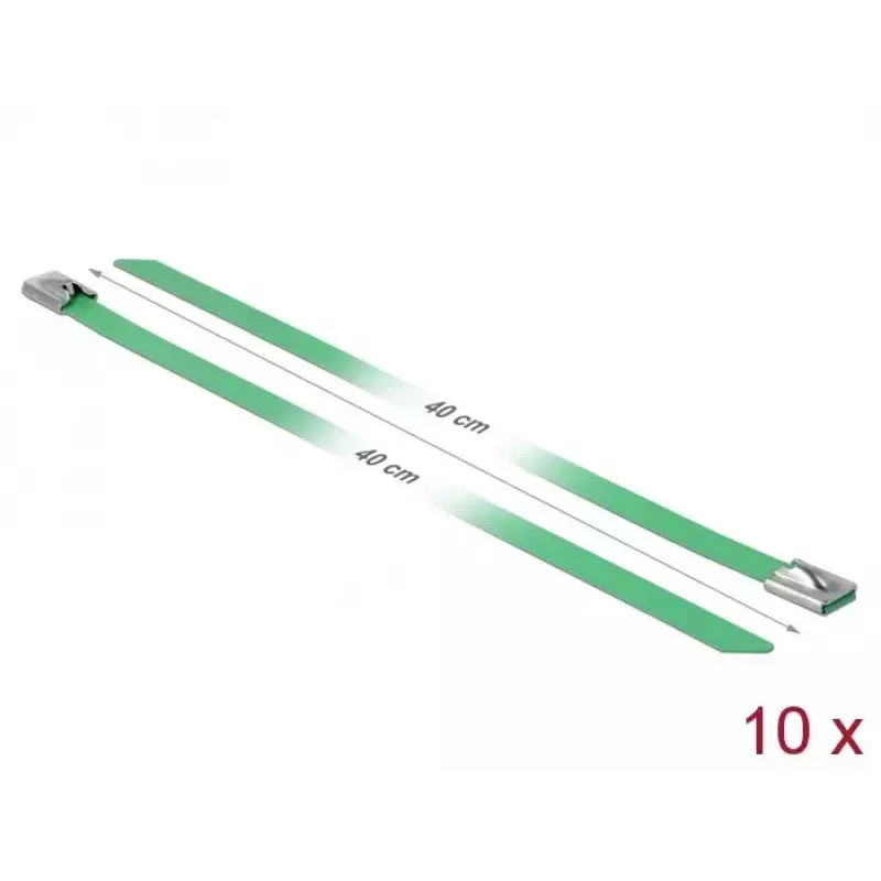 Kaabliside DeLOCK 18807 roostevaba teras roheline 400mm 10 tk