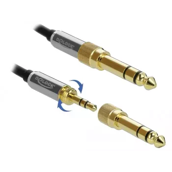 Audiokaabel DELOCK 85837 — 2 m, 3,5 mm isane-isanele, kullatud kontaktidega, AWG 28, must