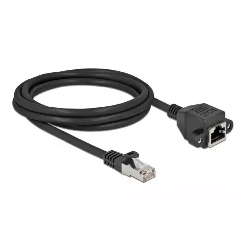 Võrgupikenduskaabel S/FTP RJ45 pistik – RJ45 pesa Cat.6A 2 m must DeLOCK 87002