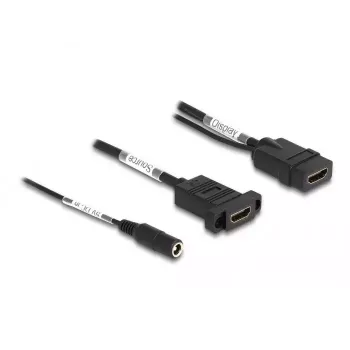 DeLOCK HDMI-kaabel 4K 60 Hz alalisvoolutoitega 2,1 x 5,5 mm 0,30 m paneelikinnitus