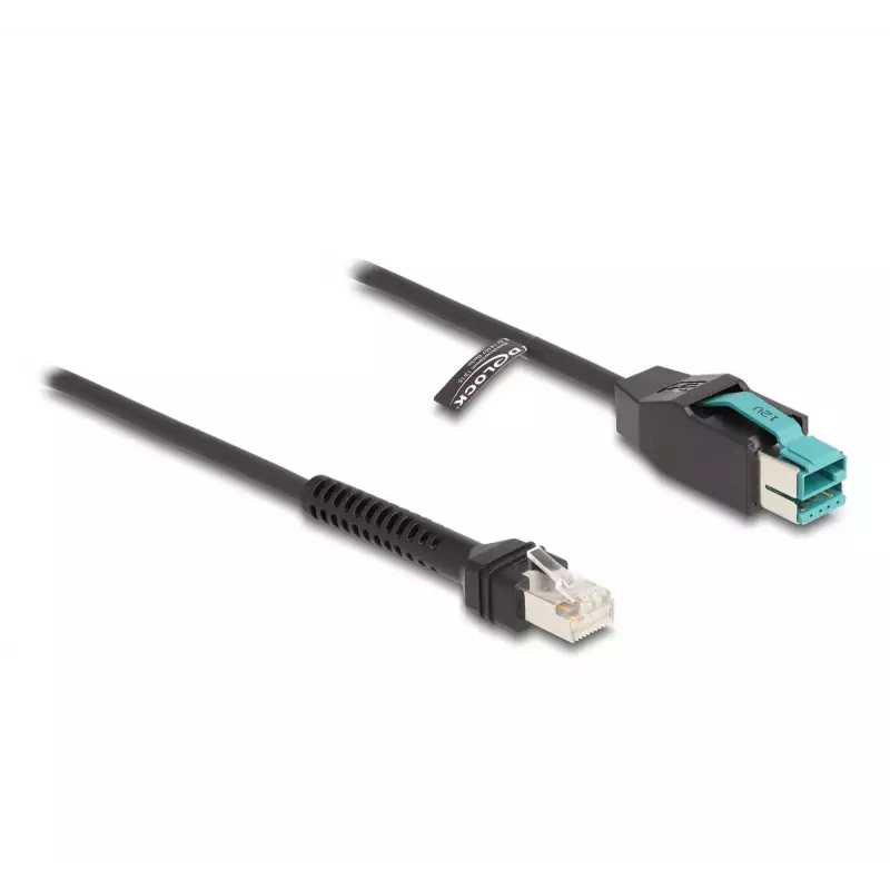 DeLOCK spiraalkaabel RJ50 isane - PoweredUSB isane 12 V 3 m must