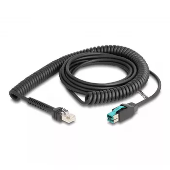 DeLOCK spiraalkaabel RJ50 isane - PoweredUSB isane 12 V 3 m must