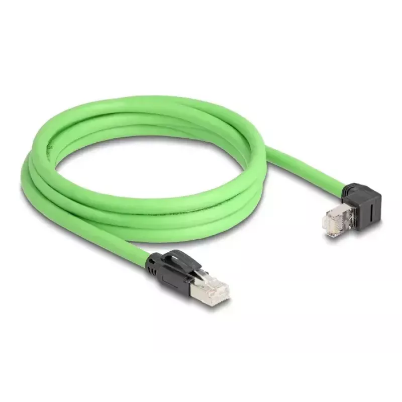 Võrgukaabel DeLOCK RJ45 Cat.6A Plug to Plug Ülesnurgatud 2m Roheline