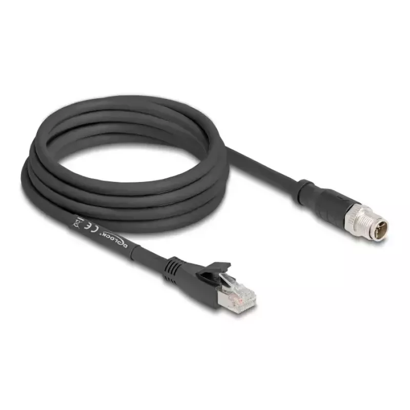 Võrgukaabel DeLOCK 80580 M12 RJ-45 Cat5e 3 m Must