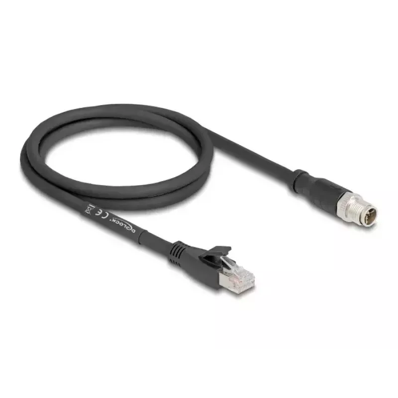Võrgukaabel DeLOCK 80577 M12 kuni RJ-45 Cat5e 1m Must