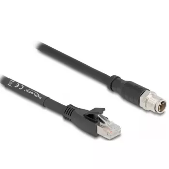 Võrgukaabel DeLOCK 80577 M12 kuni RJ-45 Cat5e 1m Must