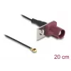 Koaksiaalkaabel DELOCK 90730 — FAKRA D I-PEX MHF1-le, 0,2 m, Ø1,13 mm, must/bordeaux
