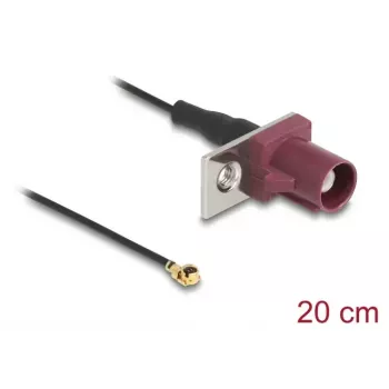 Koaksiaalkaabel DELOCK 90730 — FAKRA D I-PEX MHF1-le, 0,2 m, Ø1,13 mm, must/bordeaux