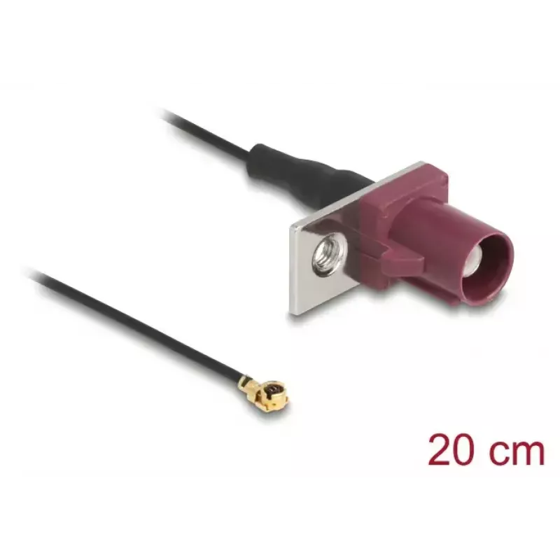 Koaksiaalkaabel DELOCK 90730 — FAKRA D I-PEX MHF1-le, 0,2 m, Ø1,13 mm, must/bordeaux