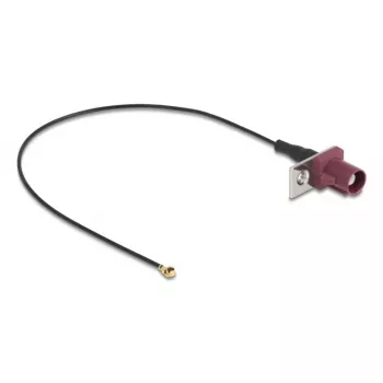 Koaksiaalkaabel DELOCK 90730 — FAKRA D I-PEX MHF1-le, 0,2 m, Ø1,13 mm, must/bordeaux