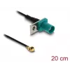 Koaksiaalkaabel DELOCK 90734, FAKRA Z → I-PEX MHF1, 0,2 m, 1,13 mm, must/sinine