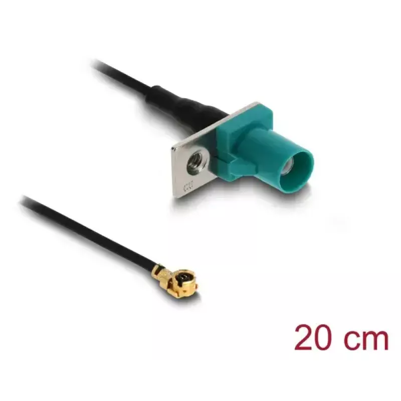 Koaksiaalkaabel DELOCK 90734, FAKRA Z → I-PEX MHF1, 0,2 m, 1,13 mm, must/sinine