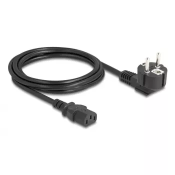 Arvuti toitekaabel DELOCK 81326 — maandatud CEE 7/7 (90°) pistiku ja IEC C13 pesaga, 2 m, 3×0,75 mm², must