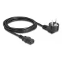 Arvuti toitekaabel DELOCK 81326 — maandatud CEE 7/7 (90°) pistiku ja IEC C13 pesaga, 2 m, 3×0,75 mm², must