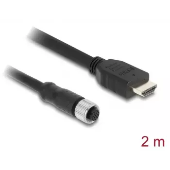 DELOCK M12 A-kodeeringuga 17-kontaktiline (emale) HDMI-le (isane) kaabel 2 m