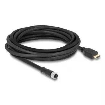 Kaabel DELOCK M12 A-kodeeringuga 17-kontaktiline emane HDMI isasele 5 m must