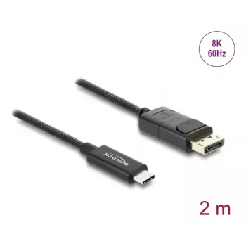 DELOCK Koaksiaalne USB USB-C - DisplayPort kaabel (DP Alt Mode) 4K 60 Hz, 2 m, must